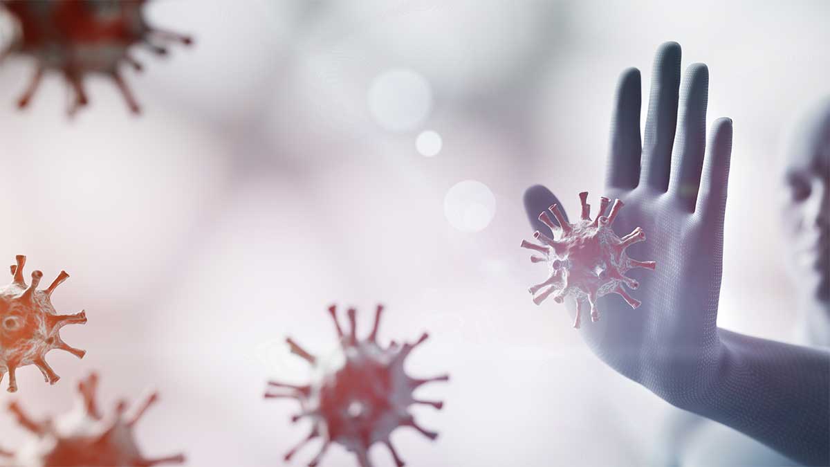 man fighting off immune system attackers