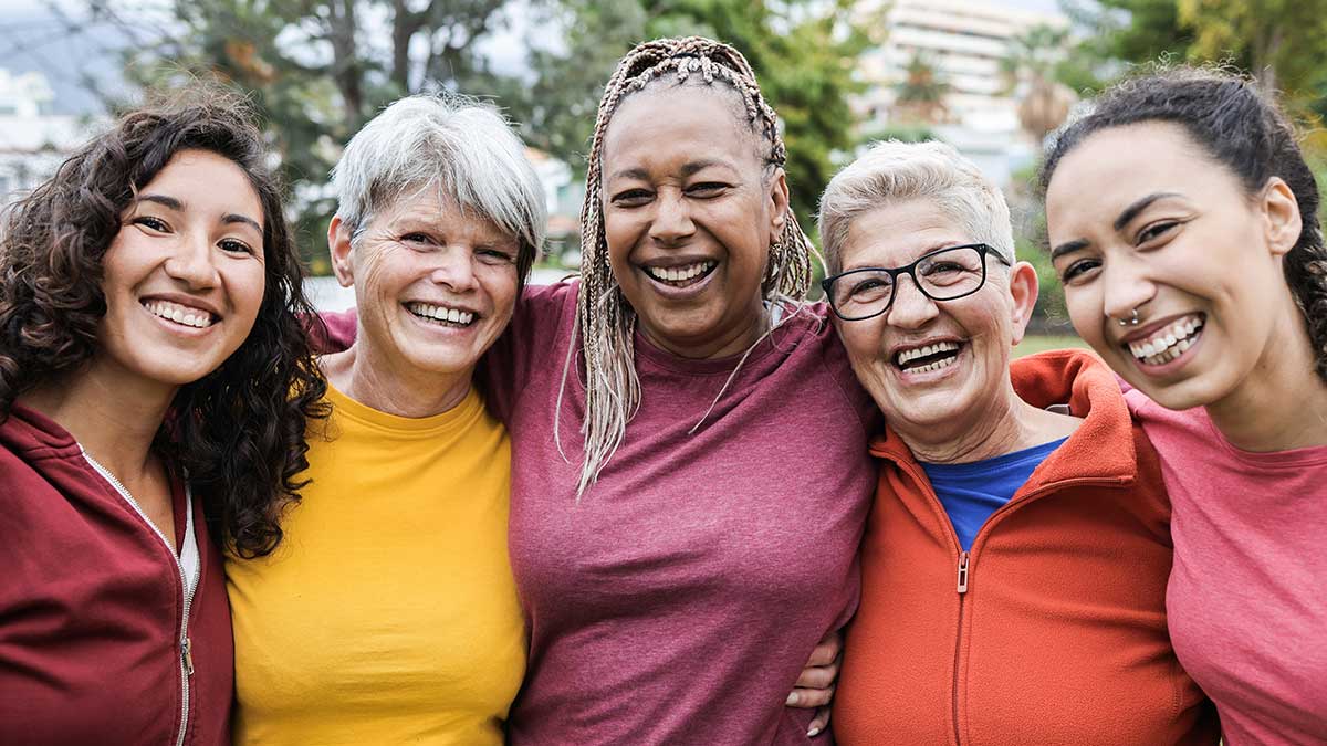 happy smiling group of women