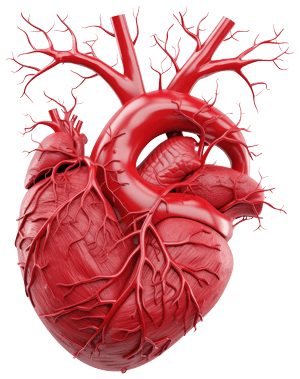 closeup of heart and blood vessels