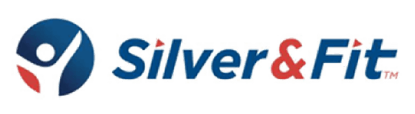 The Silver&Fit logo featuring a stylized blue and white figure with red accents inside a blue circle, next to the words 